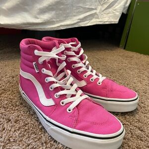 Vans Pink and White High-Top Sneakers